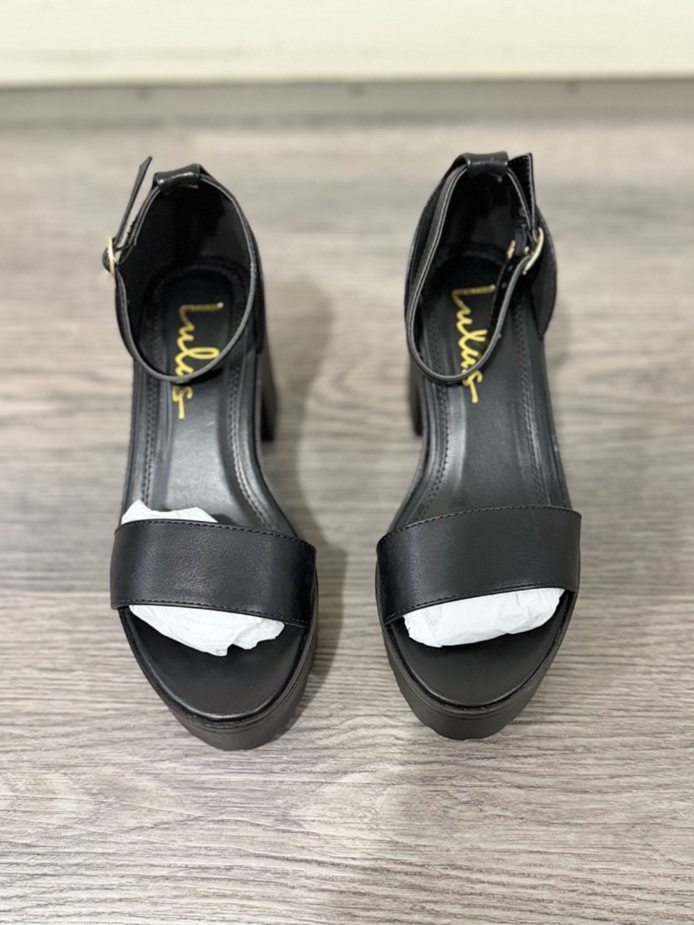 ❤️ Lulus Black Ankle-Strap Platform Heels
